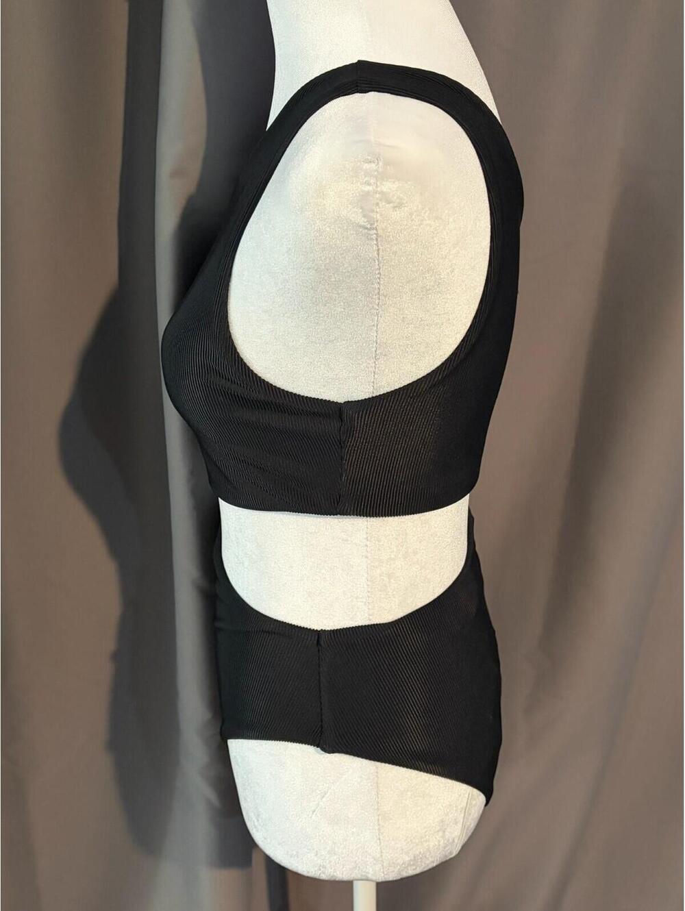 Beach Riot One Shoulder Cutout One Piece Swimsuit Black Ribbed Size M NWT - Picture 4 of 6